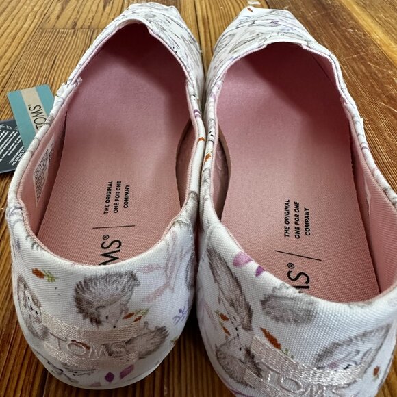 NWT TOMS Women's Size 8.5 White Happy Hedgehogs Alpargata Slip-On Shoes - Picture 2 of 11